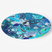ブルーシーバブルズ抽象芸術アート ペーパープレート (アングル)