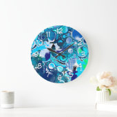 ブルーシーバブルズ抽象芸術アート ラージ壁時計 (ホーム)