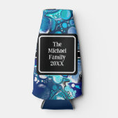 ブルーシーパーソナライズされたバブル抽象芸術アート ボトルクーラー (正面)