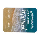 ブルーシービーチ結婚式日付の保存 マグネット (横)