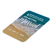 ブルーシービーチ結婚式日付の保存 マグネット (左側)