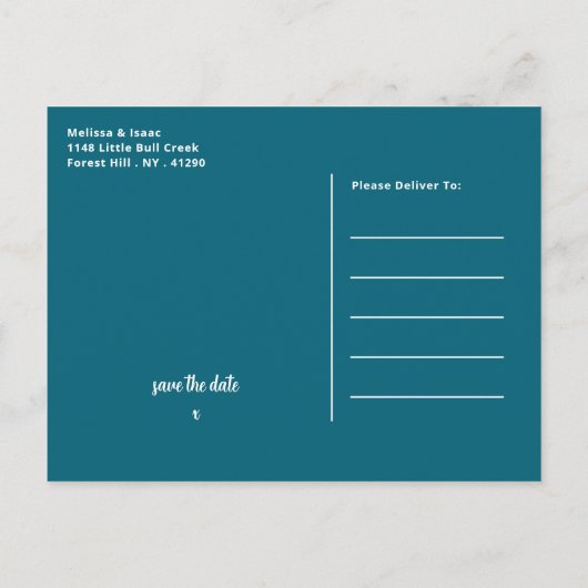 ブルーシービーチ結婚式日付の保存 案内ポストカード (裏面)