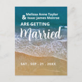 ブルーシービーチ結婚式日付の保存 案内ポストカード (正面)