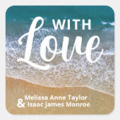 ブルーシービーチ結婚式賛成 スクエアシール (正面)