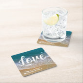 ブルーシービーチ結婚式 スクエアペーパーコースター (インサイチュ)