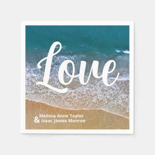 ブルーシービーチ結婚式 スタンダードカクテルナプキン (正面)