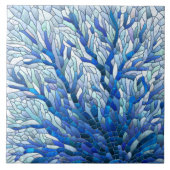 ブルーシーファンコーラルモザイクアート タイル (正面)