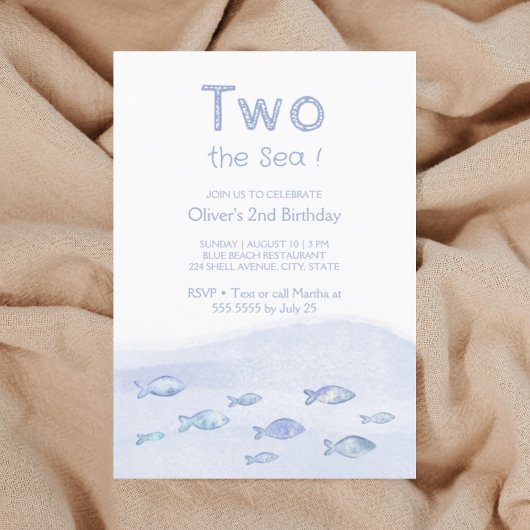 ブルーシーフィッシュボーイの2回目の誕生日の招待状 招待状