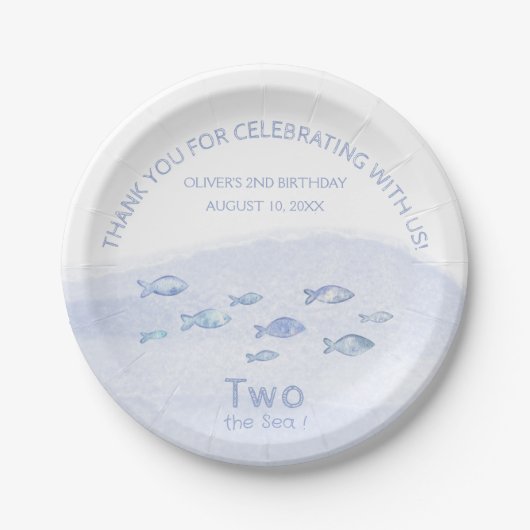 ブルーシーフィッシュ2nd男の子の誕生日パーティー紙プレート ペーパープレート (正面)