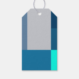 ブルーシーブルースアンドグレーカラーブロックプリント ギフトタグ