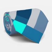 ブルーシーブルースアンドグレーカラーブロックプリント ネクタイ (ロール)