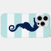 ブルーシーホースオンミントストライプズ Case-Mate iPhoneケース (裏面 (横))