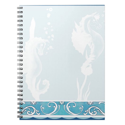 ブルーシーホース&スワールデザイン ノートブック (正面)