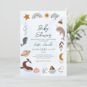 ブルーシーボホフレームベビーシャワー 招待状 (スタンド正面)