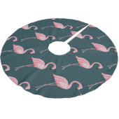 ブルーシームレスパターンのフラミンゴヴィンテージ。 ブラッシュドポリエステルツリースカート (アングル)