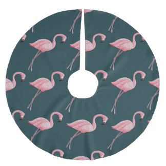 ブルーシームレスパターンのフラミンゴヴィンテージ。 ブラッシュドポリエステルツリースカート