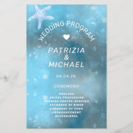 ブルーシーモダンサマー結婚式 プログラム チラシ