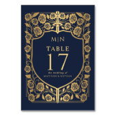 ブルーシールド中世ファンタジーモノグラム結婚ズ テーブルナンバー (裏面)