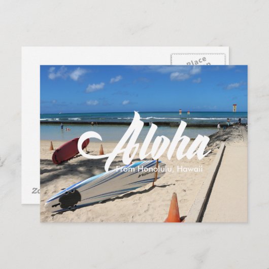 ブルーシーワイキキビーチホノルルハワイ葉書 ポストカード (正面/裏面)