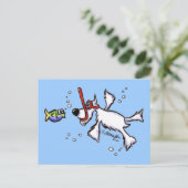 ブルーシー下のホワイトシュナウザーシュノーケリング ポストカード (スタンド正面)