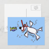 ブルーシー下のホワイトシュナウザーシュノーケリング ポストカード (正面/裏面)