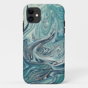 ブルーシー抽象芸術絵画ズ iPhone 11 ケース