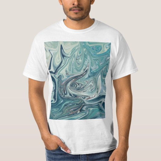 ブルーシー抽象芸術絵画ズ Tシャツ (正面)