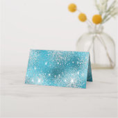 ブルーシー海金属グリッタービーチ結婚式 プレイスカード (裏面)