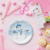 ブルーシー雪だるま紙プレート ペーパープレート (パーティー)