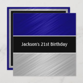 ブルーシ男らしルバーストライプパーティー 招待状 (正面/裏面)