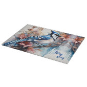 ブルージェイさくらんぼ花の水色 カッティングボード (角)