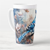 ブルージェイさくらんぼ花の水色 カフェラテマグ (左アングル)