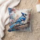 ブルージェイさくらんぼ花の水色 クッション (ブランケット)