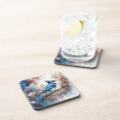 ブルージェイさくらんぼ花の水色 コースター (右側)