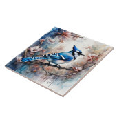 ブルージェイさくらんぼ花の水色 タイル (側面)