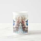 ブルージェイさくらんぼ花の水色 ボーンチャイナマグカップ (正面)