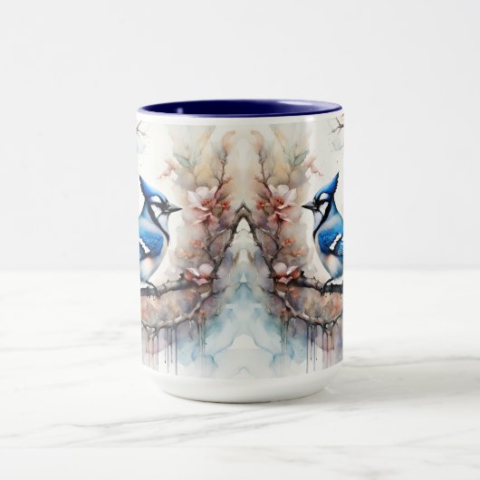 ブルージェイさくらんぼ花の水色 マグカップ (中央)