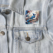 ブルージェイさくらんぼ花の水色 缶バッジ (インサイチュ)