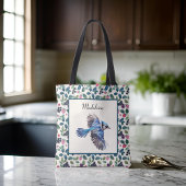 ブルージェイとブルーカラフルnピンクベリーモノグラム トートバッグ