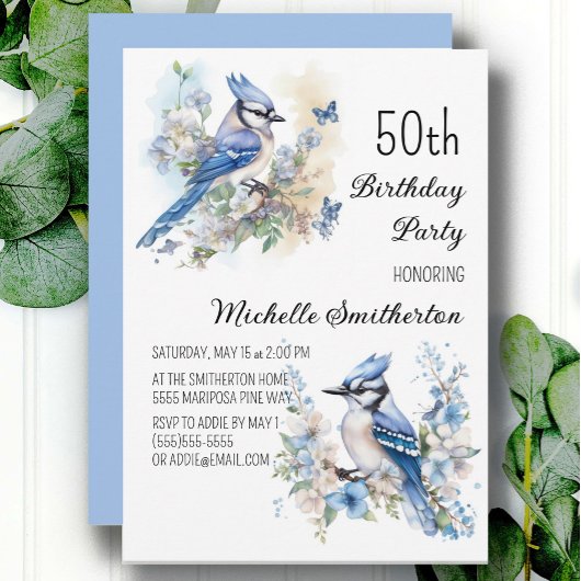 ブルージェイの花春の50歳の誕生日 招待状