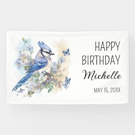 ブルージェイの花 誕生日 名前入り 横断幕 (横)