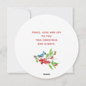 ブルージェイアンドバラズウォーターカラーメリークリスマス シーズンカード (裏面)