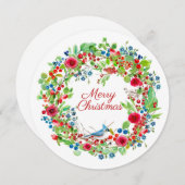 ブルージェイアンドバラズウォーターカラーメリークリスマス シーズンカード (正面/裏面)