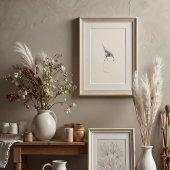 ブルージェイエレガントウォーターカラーアートと赤い果実 ポスター