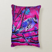 ブルージェイオンツリーブランチ抽象芸術アートピンク アクセントクッション (裏面(縦))