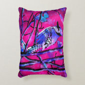 ブルージェイオンツリーブランチ抽象芸術アートピンク アクセントクッション (正面(垂直))