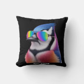 ブルージェイクールバードサングラスを着たレトロ クッション (正面)