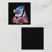 ブルージェイクールバードサングラスを着たレトロ スクエア名刺 (正面/裏面)