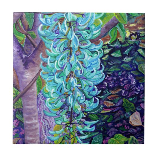 ブルージェイドつる植物セラミックタイル タイル (正面)