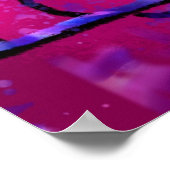 ブルージェイバードオンツリーブランチピンク抽象芸術アート ポスター (角)